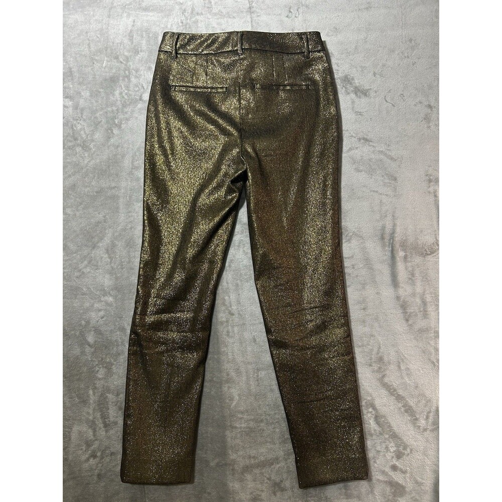 Womens WHBM Whitehouse Black Market The Slim Ankle Gold Sparkle Pants Size 0 - Picture 8 of 8